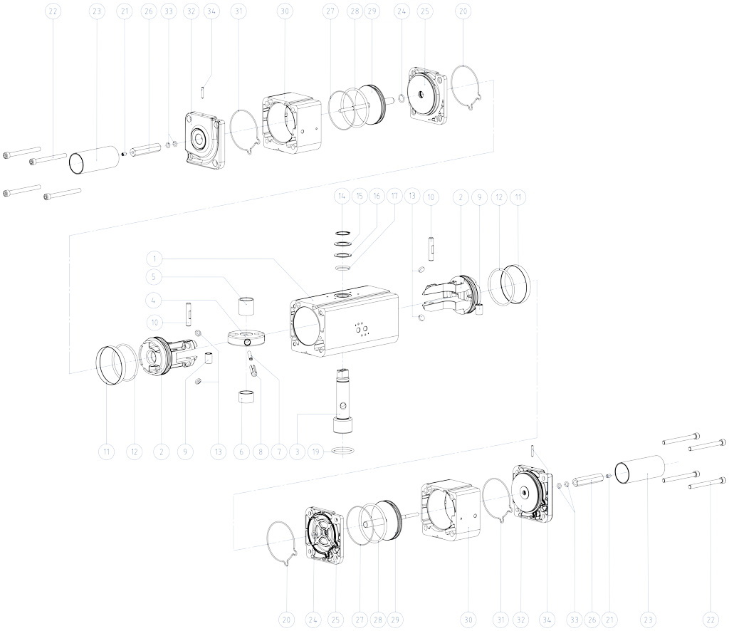 AGO TWO STAGE - Pneumatischer Dosierantrieb aus Aluminium