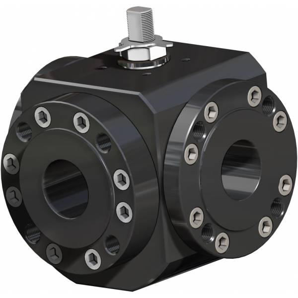 Kugelhahn MAGNUM Split Wafer 3 Wege, 4 Dichtungen, PN 16-40 ANSI 150 aus Carbonstahl