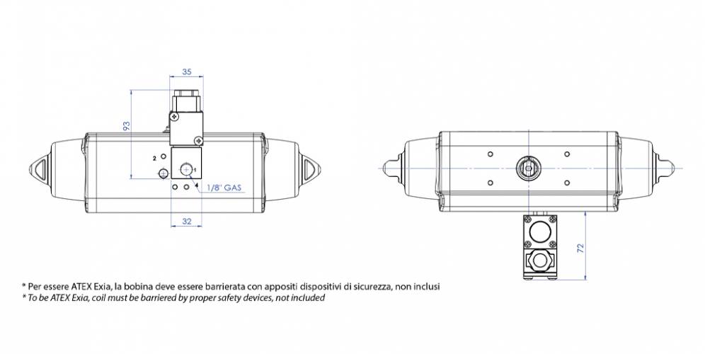 Magnetventil 3/2 NC 1/8” mit Spule ATEX II1GD Exia IIC T6